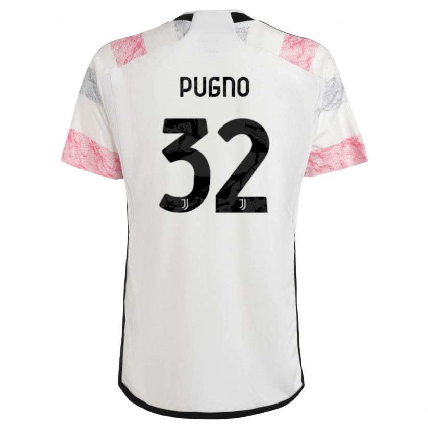 Kandiny Enfant Maillot Diego Pugno #32 Blanc Rose Tenues Extérieur 2023/24 T-Shirt