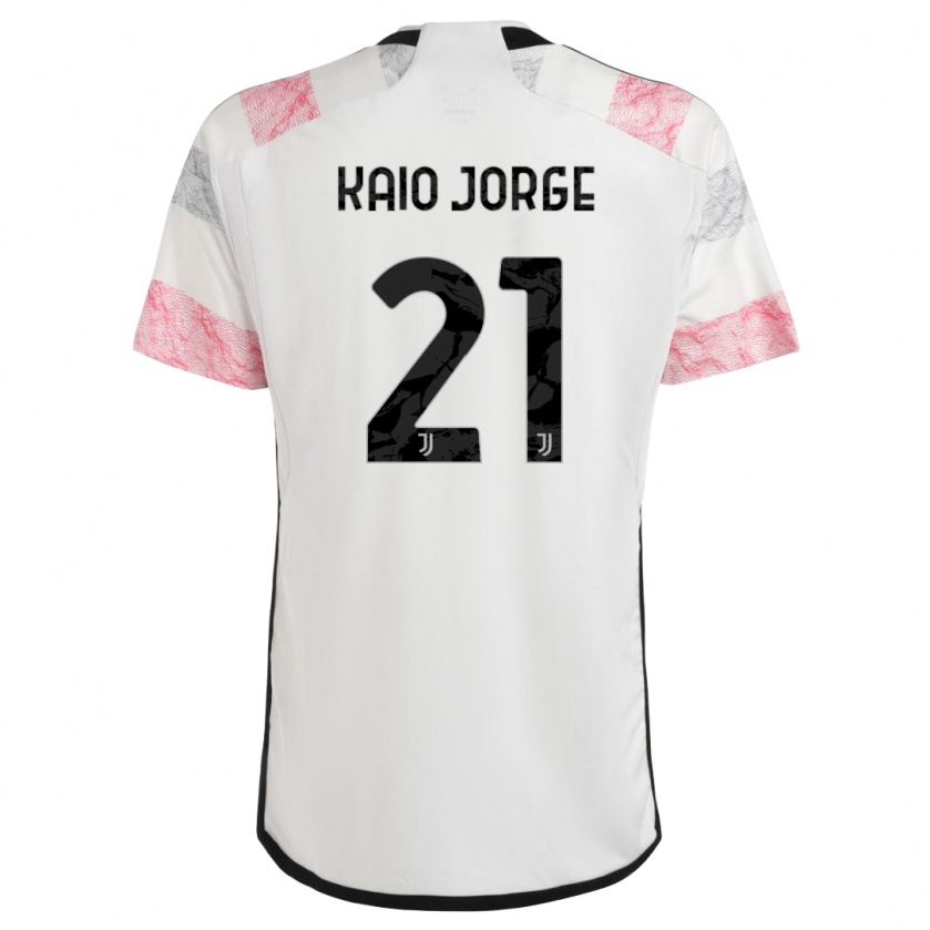 Kandiny Enfant Maillot Kaio Jorge #21 Blanc Rose Tenues Extérieur 2023/24 T-Shirt