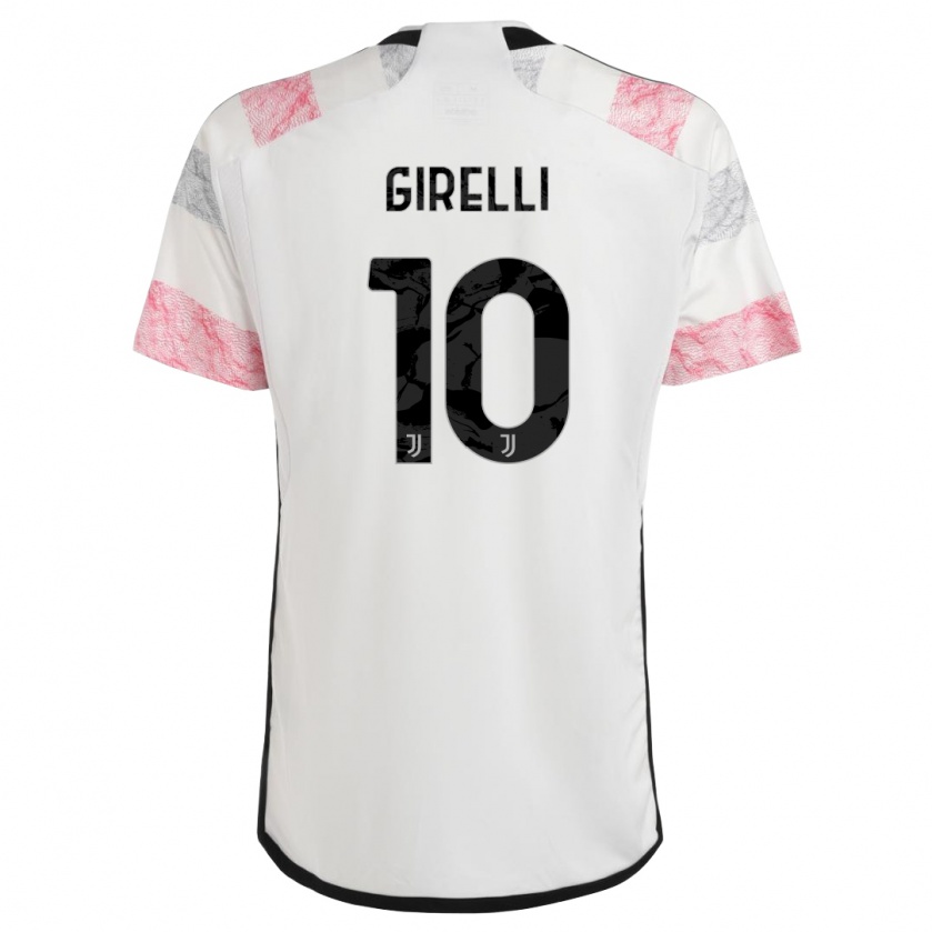 Kandiny Enfant Maillot Cristiana Girelli #10 Blanc Rose Tenues Extérieur 2023/24 T-Shirt