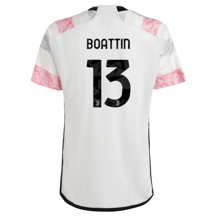 Kandiny Enfant Maillot Lisa Boattin #13 Blanc Rose Tenues Extérieur 2023/24 T-Shirt