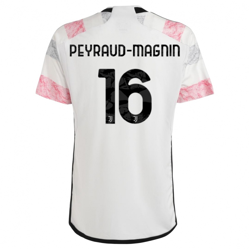 Kandiny Enfant Maillot Pauline Peyraud-Magnin #16 Blanc Rose Tenues Extérieur 2023/24 T-Shirt