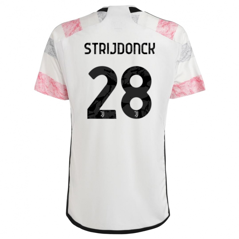 Kandiny Enfant Maillot Bayron Strijdonck #28 Blanc Rose Tenues Extérieur 2023/24 T-Shirt