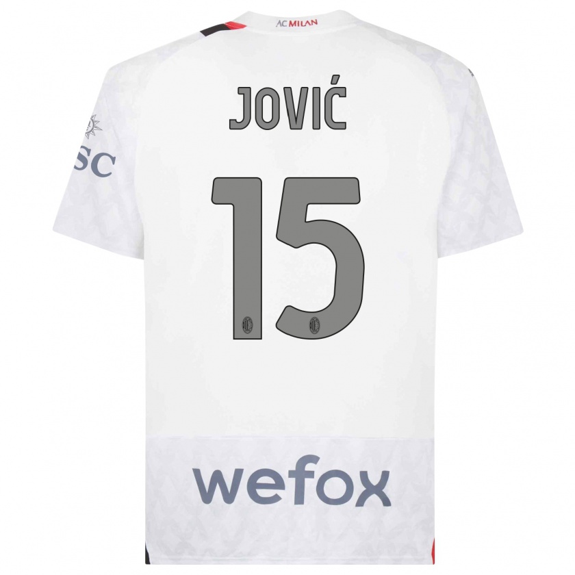 Kandiny Enfant Maillot Luka Jovic #15 Blanc Tenues Extérieur 2023/24 T-Shirt
