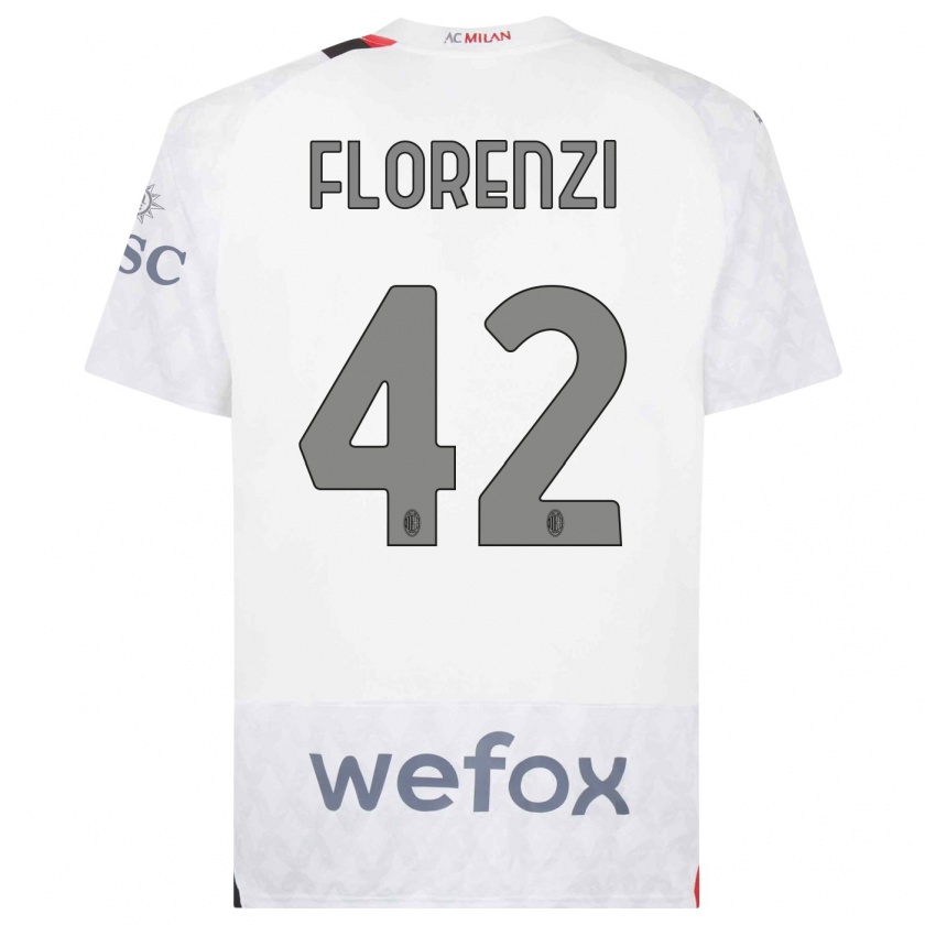 Kandiny Enfant Maillot Alessandro Florenzi #42 Blanc Tenues Extérieur 2023/24 T-Shirt