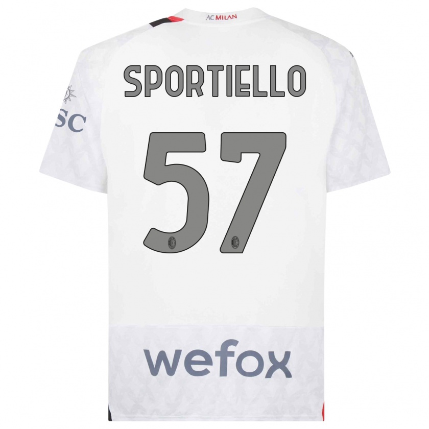 Kandiny Enfant Maillot Marco Sportiello #57 Blanc Tenues Extérieur 2023/24 T-Shirt