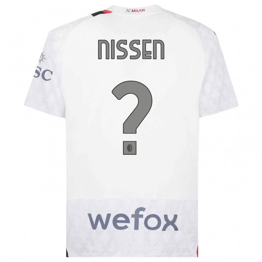 Kandiny Enfant Maillot Fredrik Nissen #0 Blanc Tenues Extérieur 2023/24 T-Shirt