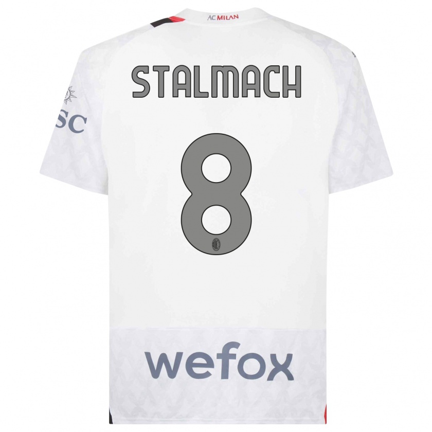 Kandiny Enfant Maillot Dariusz Stalmach #8 Blanc Tenues Extérieur 2023/24 T-Shirt