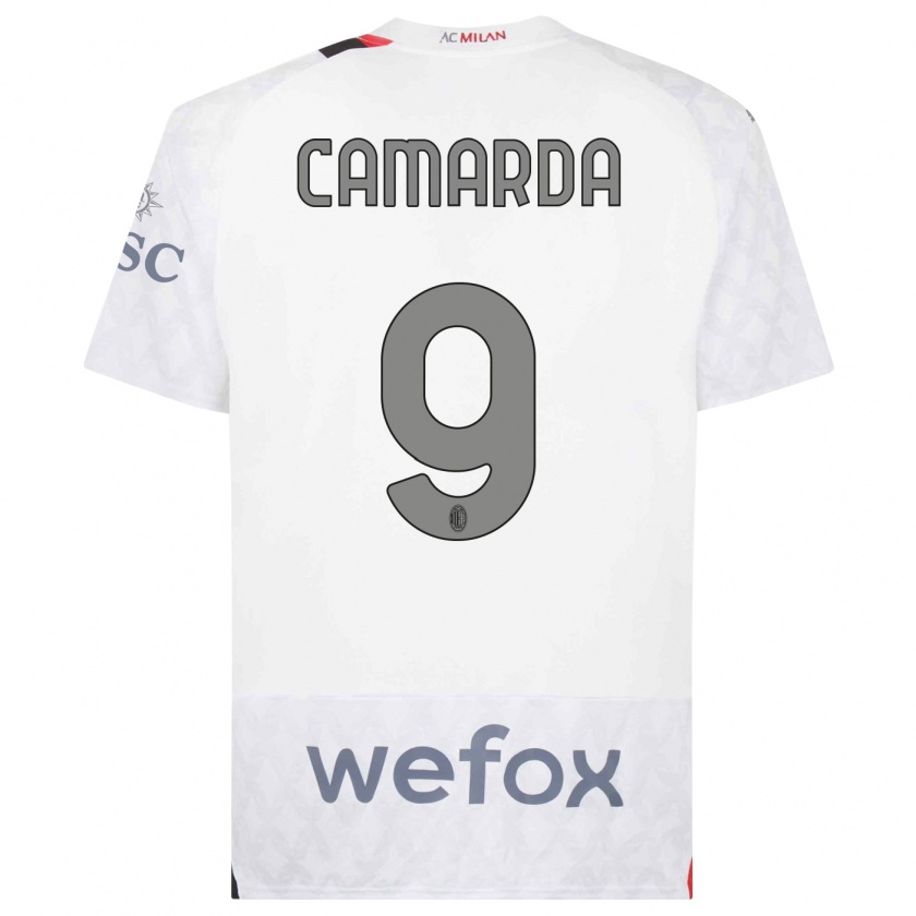 Kandiny Enfant Maillot Francesco Camarda #9 Blanc Tenues Extérieur 2023/24 T-Shirt