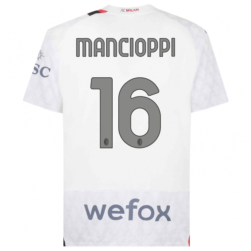 Kandiny Enfant Maillot Tommaso Mancioppi #16 Blanc Tenues Extérieur 2023/24 T-Shirt