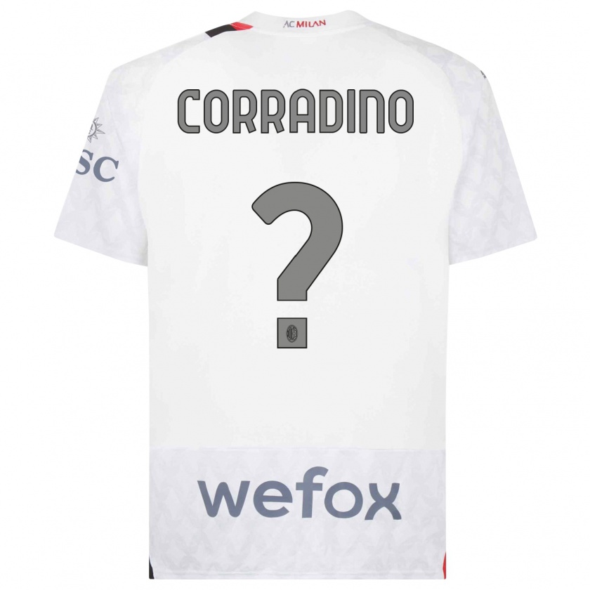 Kandiny Enfant Maillot Riccardo Corradino #0 Blanc Tenues Extérieur 2023/24 T-Shirt