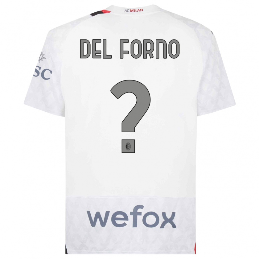 Kandiny Enfant Maillot Luca Del Forno #0 Blanc Tenues Extérieur 2023/24 T-Shirt