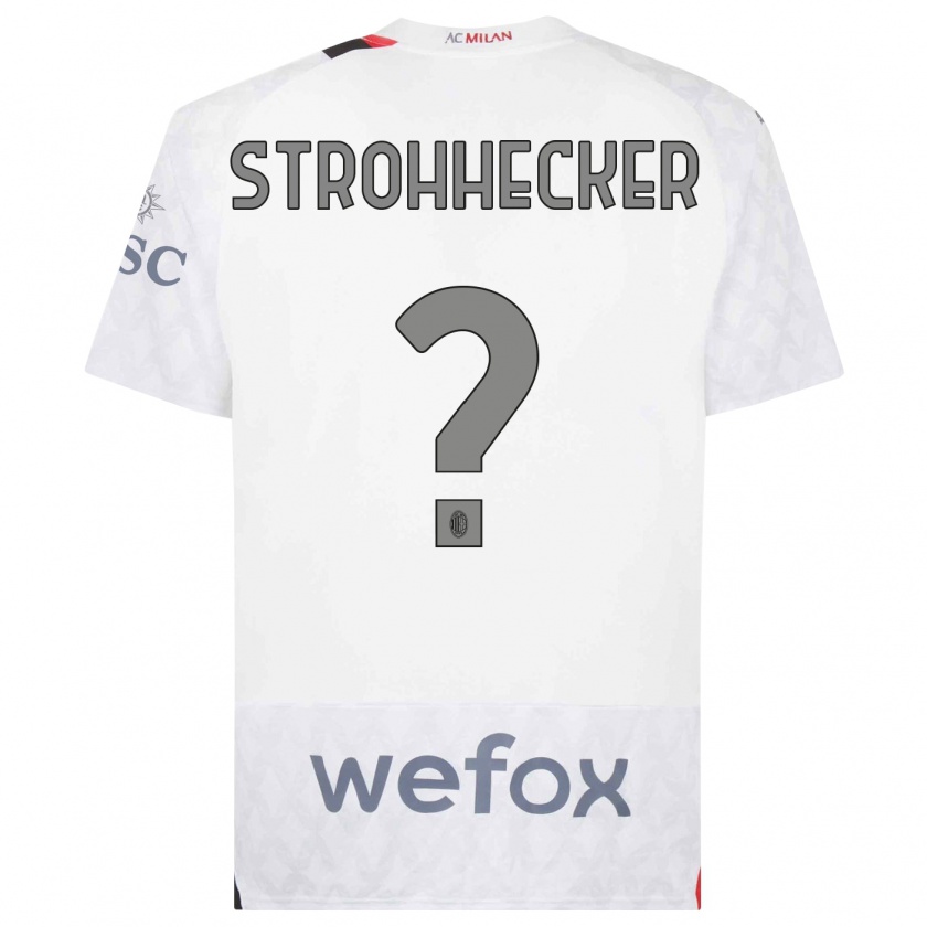 Kandiny Enfant Maillot Riccardo Strohhecker #0 Blanc Tenues Extérieur 2023/24 T-Shirt