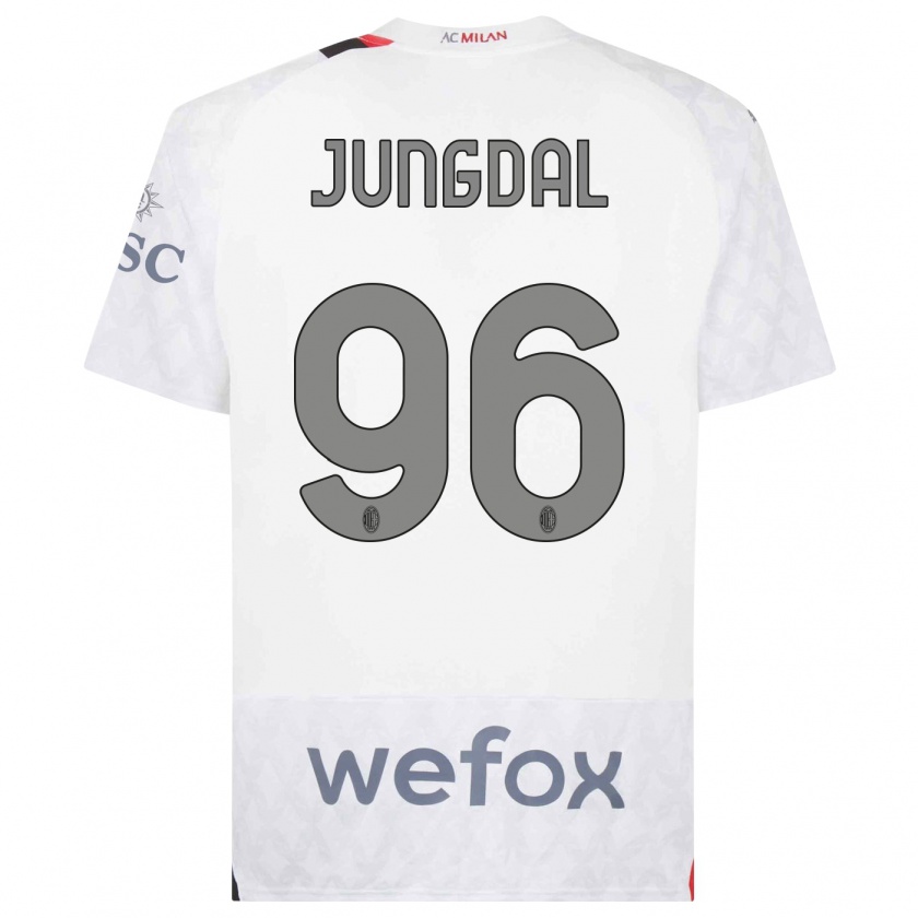 Kandiny Enfant Maillot Andreas Jungdal #96 Blanc Tenues Extérieur 2023/24 T-Shirt