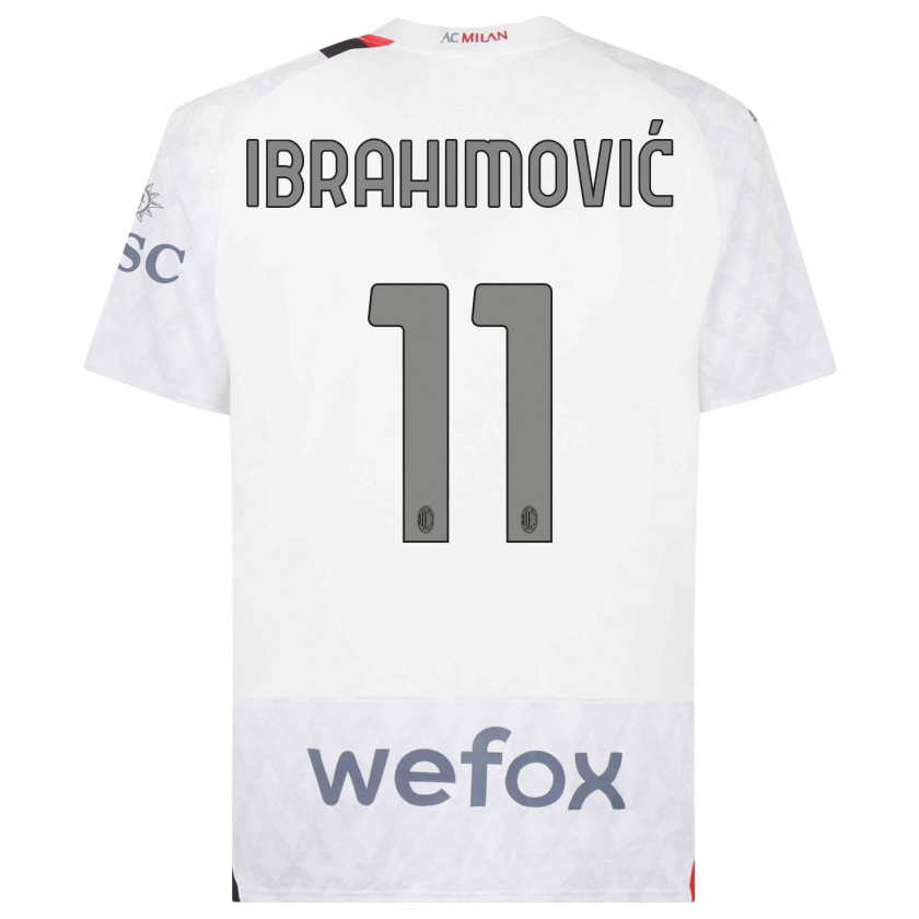 Kandiny Enfant Maillot Zlatan Ibrahimovic #11 Blanc Tenues Extérieur 2023/24 T-Shirt