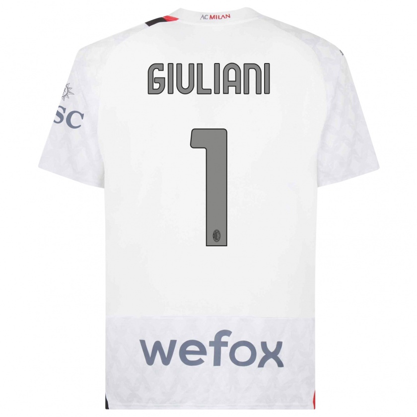 Kandiny Enfant Maillot Laura Giuliani #1 Blanc Tenues Extérieur 2023/24 T-Shirt