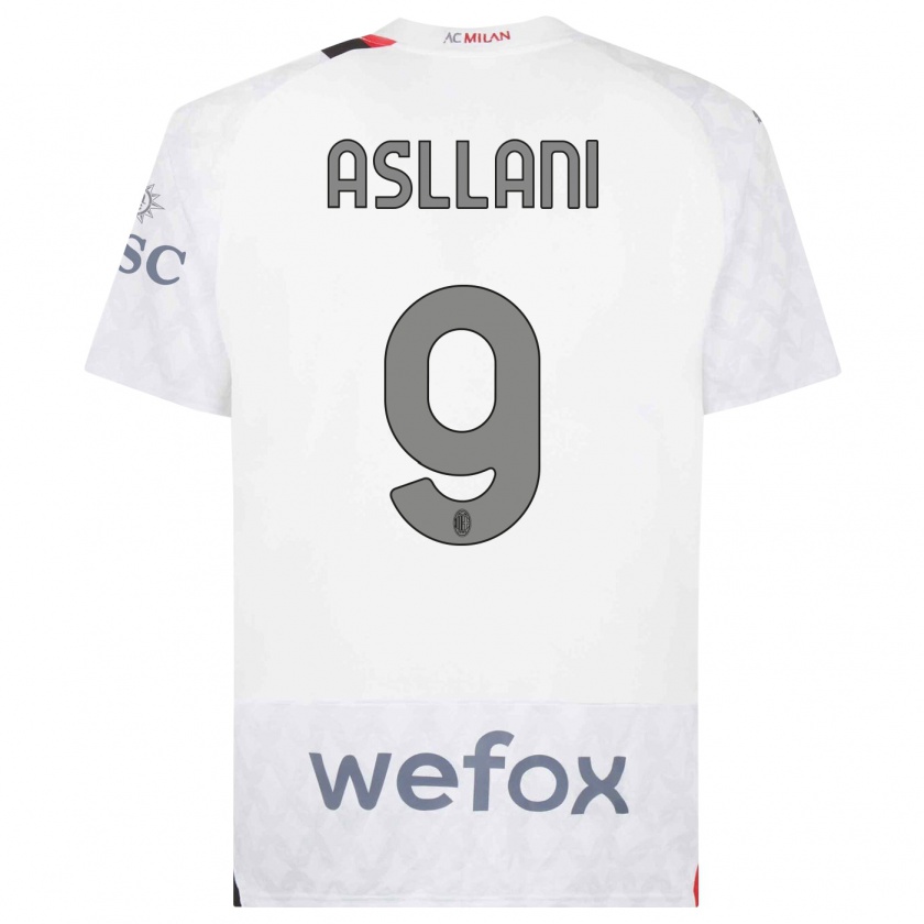 Kandiny Enfant Maillot Kosovare Asllani #9 Blanc Tenues Extérieur 2023/24 T-Shirt