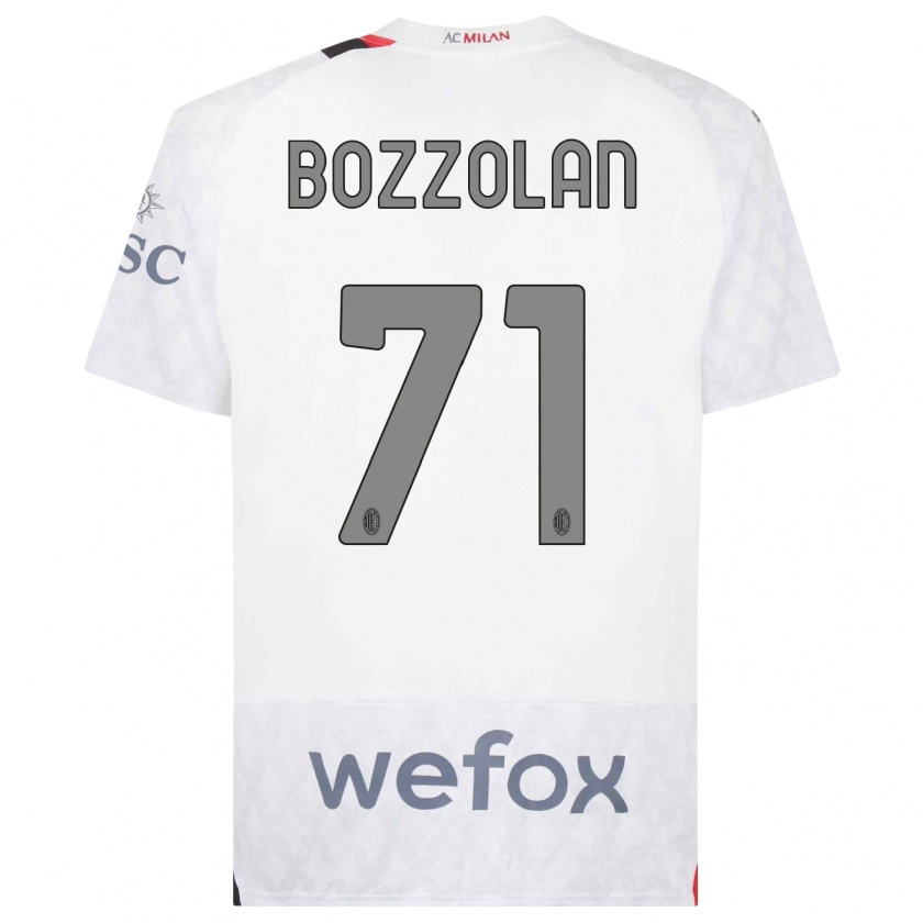 Kandiny Enfant Maillot Andrea Bozzolan #71 Blanc Tenues Extérieur 2023/24 T-Shirt