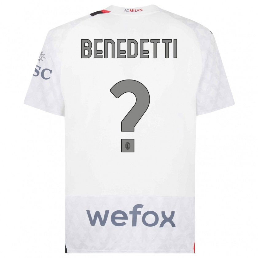 Kandiny Enfant Maillot Emanuele Benedetti #0 Blanc Tenues Extérieur 2023/24 T-Shirt