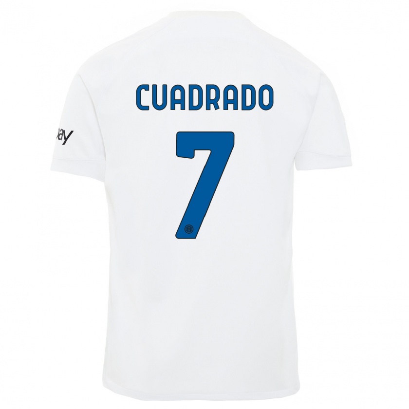 Kandiny Enfant Maillot Juan Cuadrado #7 Blanc Tenues Extérieur 2023/24 T-Shirt