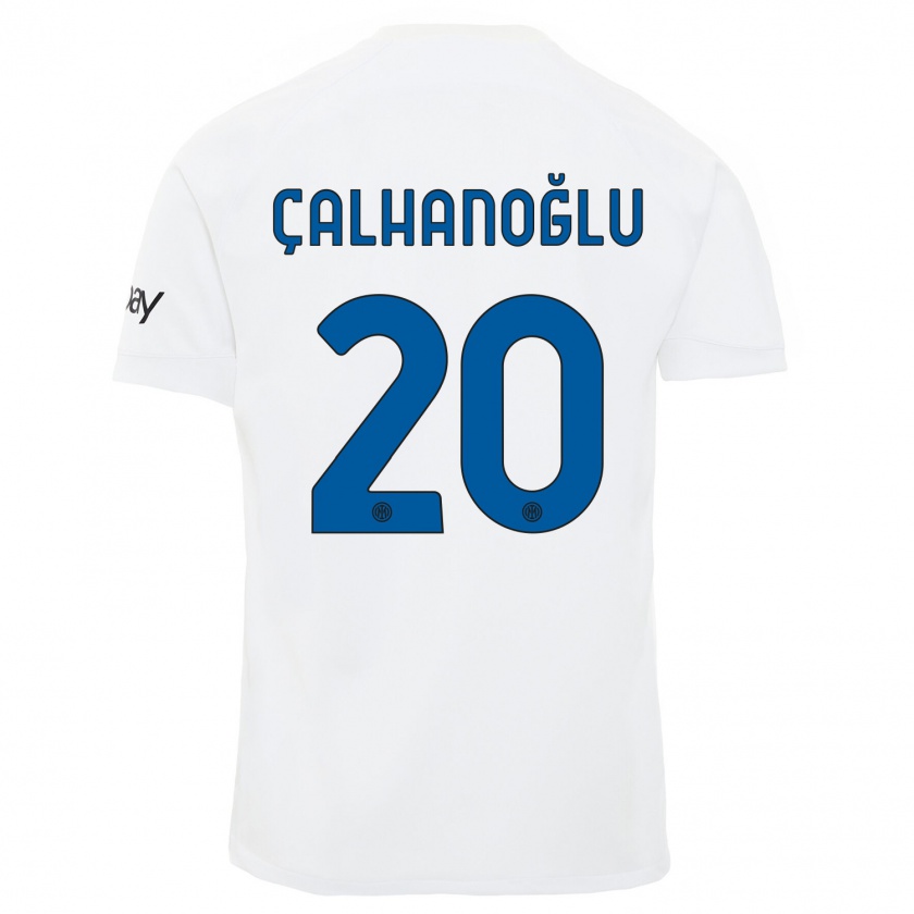 Kandiny Enfant Maillot Hakan Calhanoglu #20 Blanc Tenues Extérieur 2023/24 T-Shirt