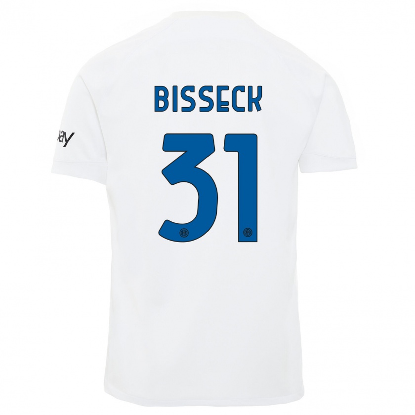 Kandiny Enfant Maillot Yann Bisseck #31 Blanc Tenues Extérieur 2023/24 T-Shirt