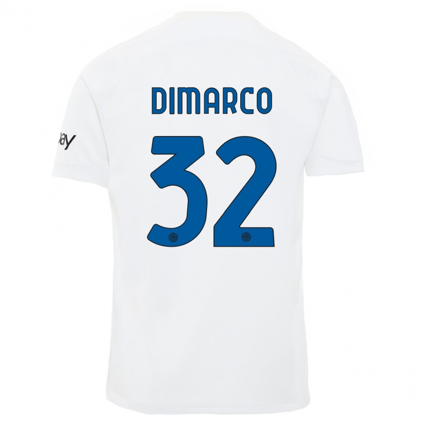 Kandiny Enfant Maillot Federico Dimarco #32 Blanc Tenues Extérieur 2023/24 T-Shirt