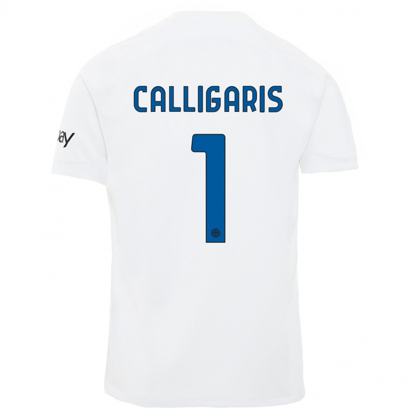 Kandiny Enfant Maillot Alessandro Calligaris #1 Blanc Tenues Extérieur 2023/24 T-Shirt