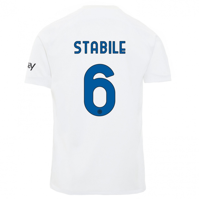 Kandiny Enfant Maillot Giacomo Stabile #6 Blanc Tenues Extérieur 2023/24 T-Shirt