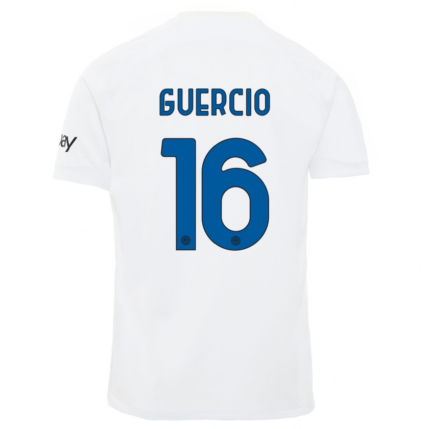 Kandiny Enfant Maillot Tommaso Guercio #16 Blanc Tenues Extérieur 2023/24 T-Shirt