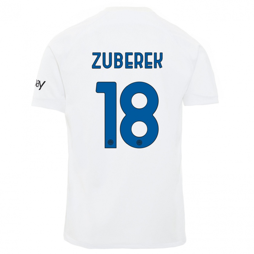 Kandiny Enfant Maillot Jan Zuberek #18 Blanc Tenues Extérieur 2023/24 T-Shirt