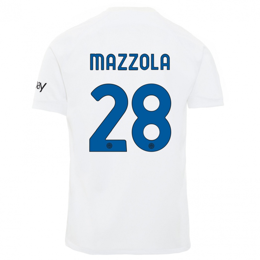 Kandiny Enfant Maillot Giuseppe Mazzola #28 Blanc Tenues Extérieur 2023/24 T-Shirt