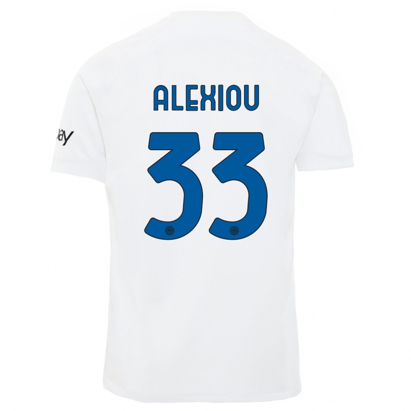 Kandiny Enfant Maillot Christos Alexiou #33 Blanc Tenues Extérieur 2023/24 T-Shirt