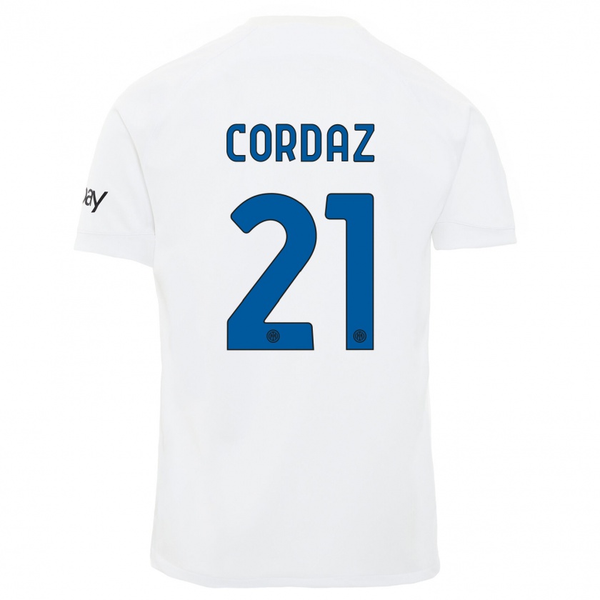 Kandiny Enfant Maillot Alex Cordaz #21 Blanc Tenues Extérieur 2023/24 T-Shirt