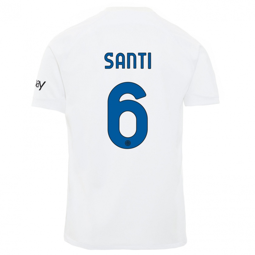 Kandiny Enfant Maillot Irene Santi #6 Blanc Tenues Extérieur 2023/24 T-Shirt