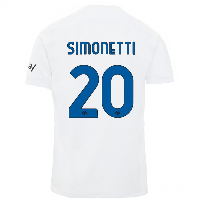 Kandiny Enfant Maillot Flaminia Simonetti #20 Blanc Tenues Extérieur 2023/24 T-Shirt