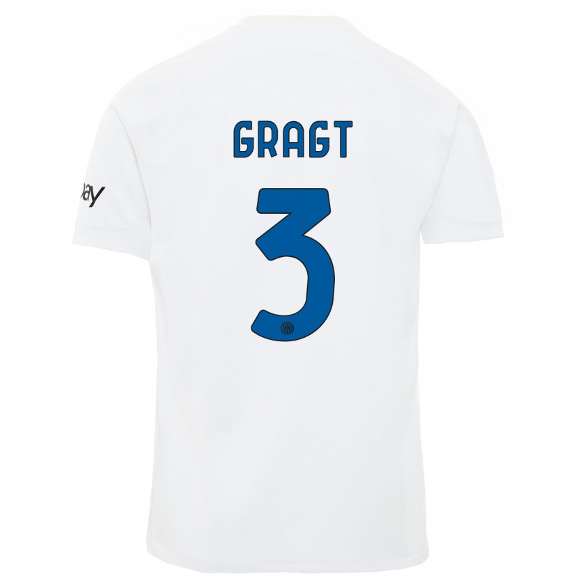 Kandiny Enfant Maillot Stefanie Van Der Gragt #3 Blanc Tenues Extérieur 2023/24 T-Shirt