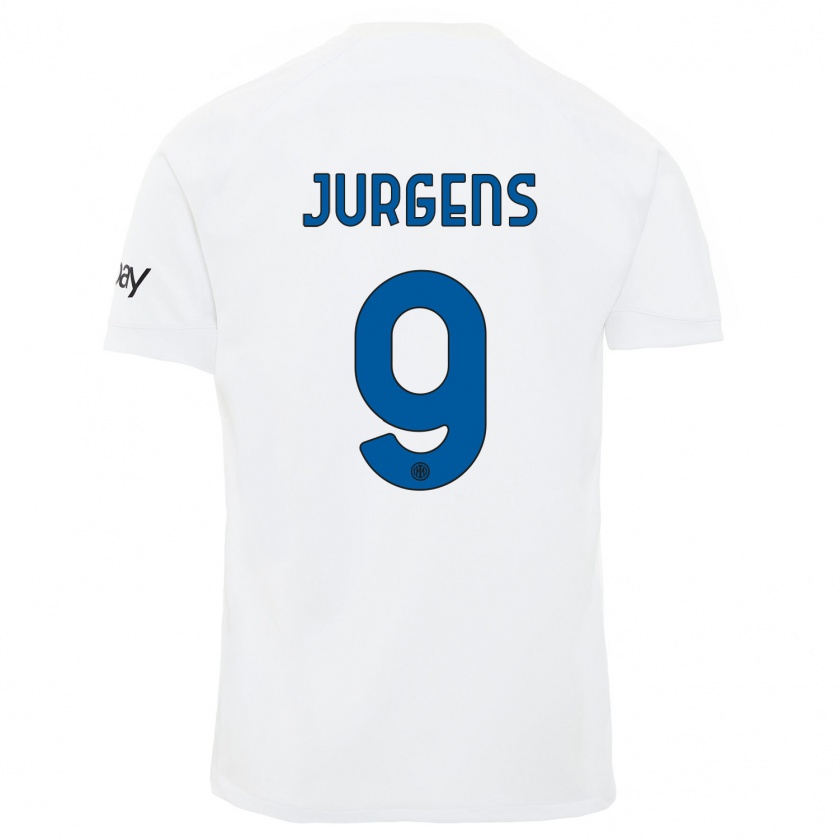 Kandiny Enfant Maillot Oliver Jurgens #9 Blanc Tenues Extérieur 2023/24 T-Shirt