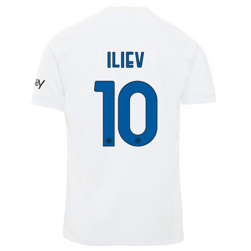 Kandiny Enfant Maillot Nikola Iliev #10 Blanc Tenues Extérieur 2023/24 T-Shirt