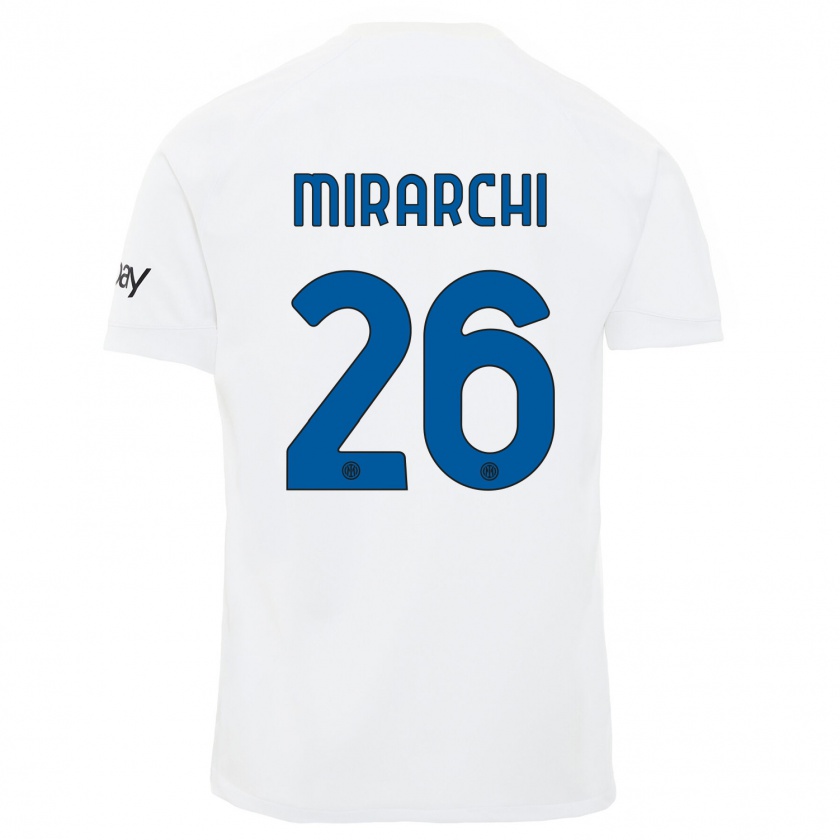 Kandiny Enfant Maillot Mattia Mirarchi #26 Blanc Tenues Extérieur 2023/24 T-Shirt