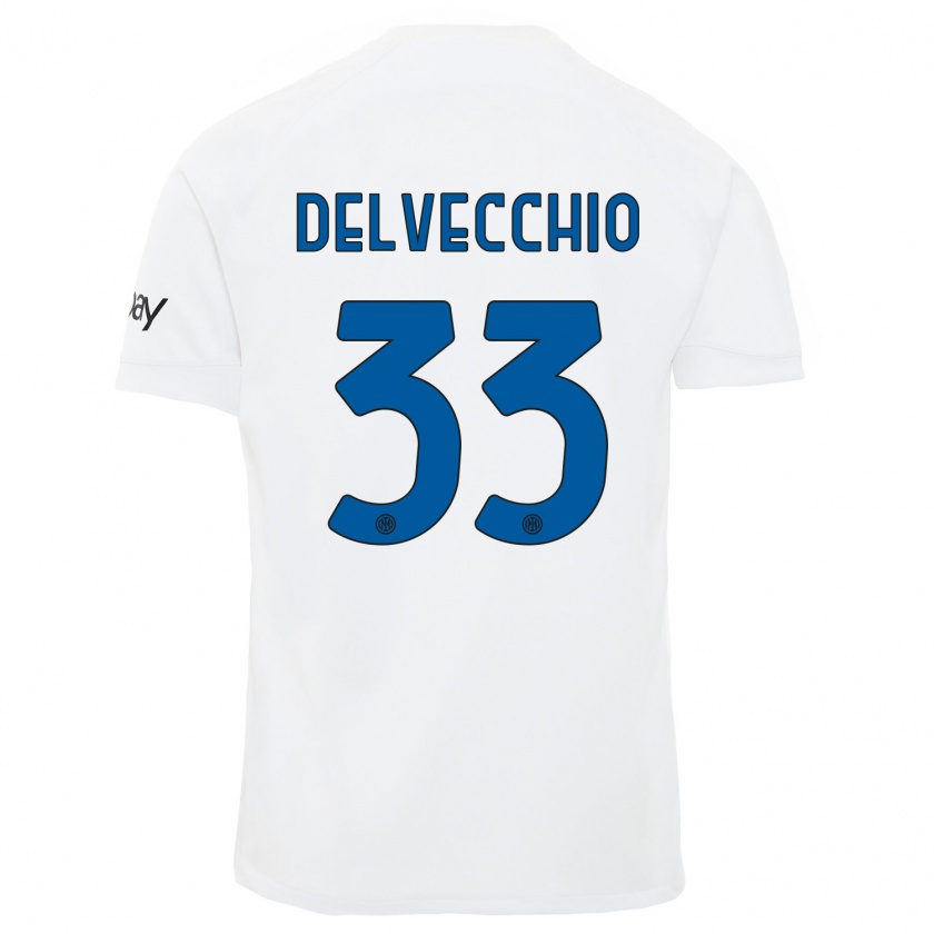 Kandiny Enfant Maillot Gabriele Delvecchio #33 Blanc Tenues Extérieur 2023/24 T-Shirt