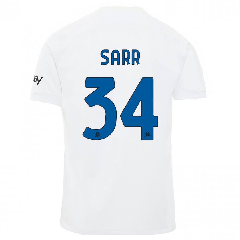 Kandiny Enfant Maillot Amadou Sarr #34 Blanc Tenues Extérieur 2023/24 T-Shirt