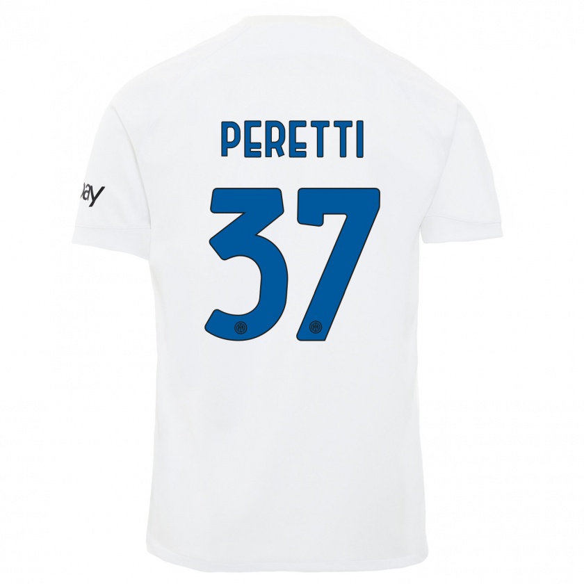 Kandiny Enfant Maillot Lorenzo Peretti #37 Blanc Tenues Extérieur 2023/24 T-Shirt