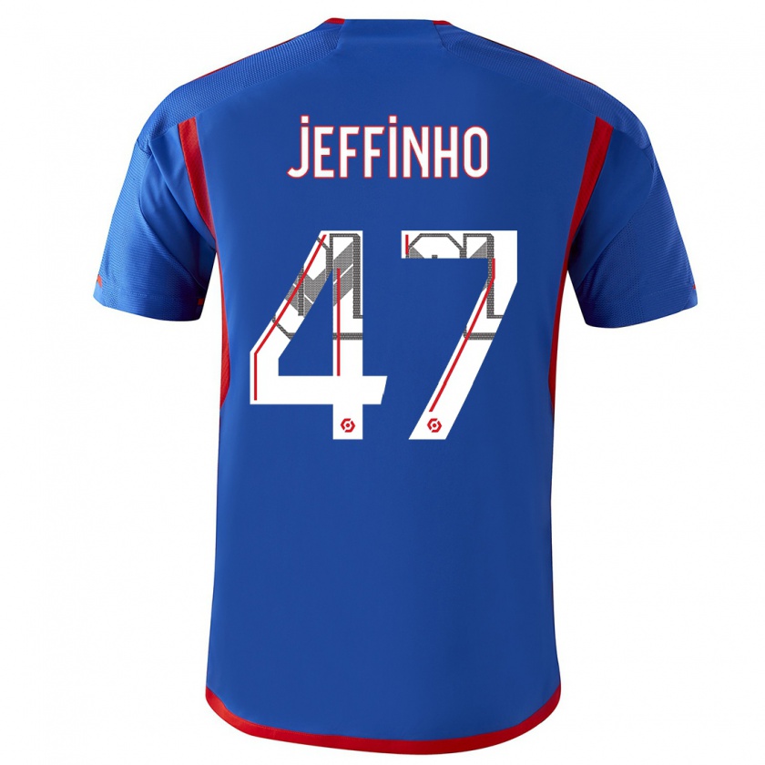 Kandiny Enfant Maillot Jeffinho #47 Bleu Rouge Tenues Extérieur 2023/24 T-Shirt