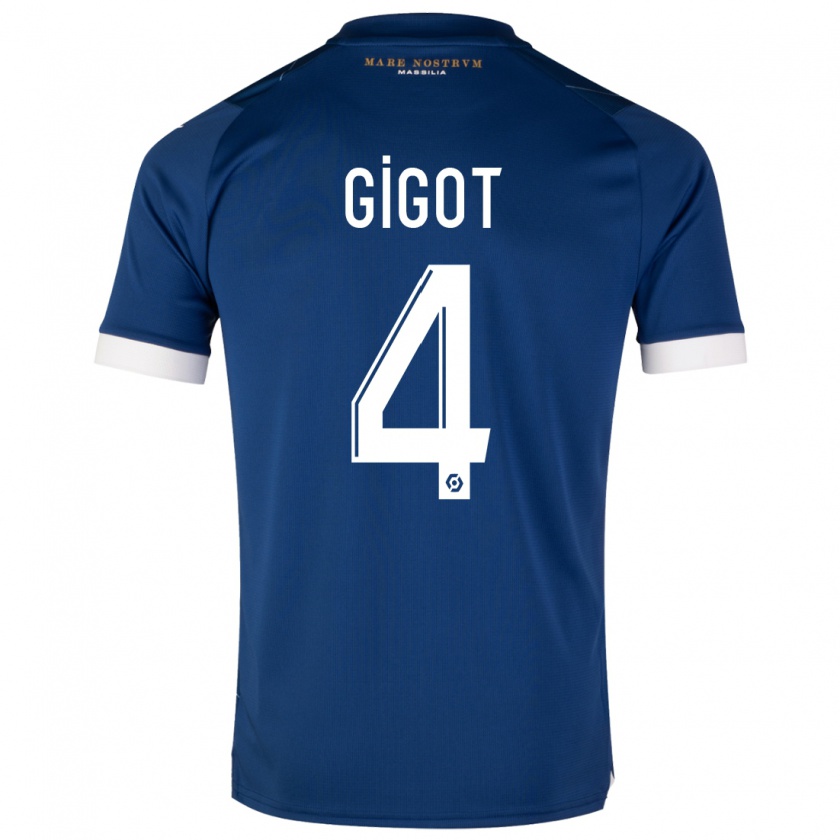 Kandiny Enfant Maillot Samuel Gigot #4 Bleu Foncé Tenues Extérieur 2023/24 T-Shirt