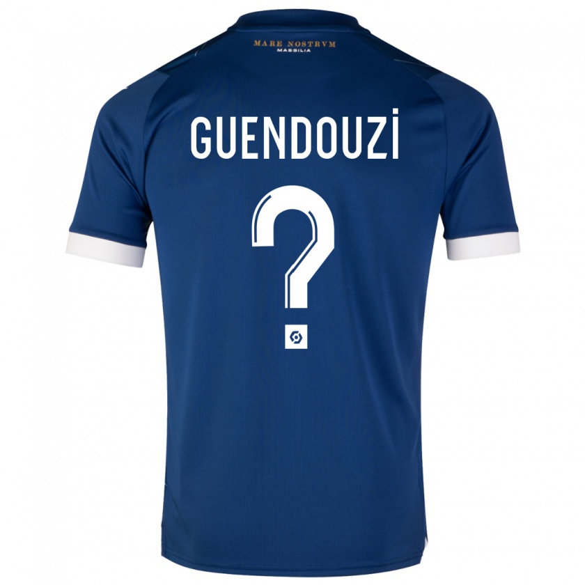 Kandiny Enfant Maillot Milan Guendouzi #0 Bleu Foncé Tenues Extérieur 2023/24 T-Shirt