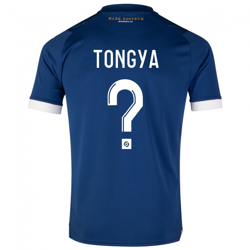 Kandiny Enfant Maillot Franco Tongya #0 Bleu Foncé Tenues Extérieur 2023/24 T-Shirt