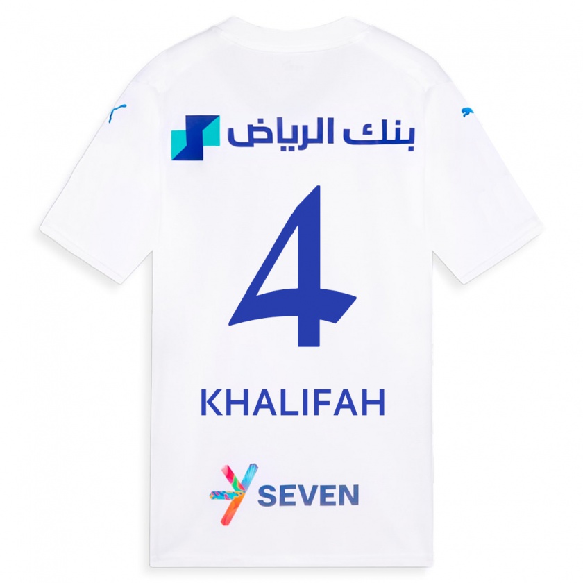 Kandiny Enfant Maillot Khalifah Al-Dawsari #4 Blanc Tenues Extérieur 2023/24 T-Shirt