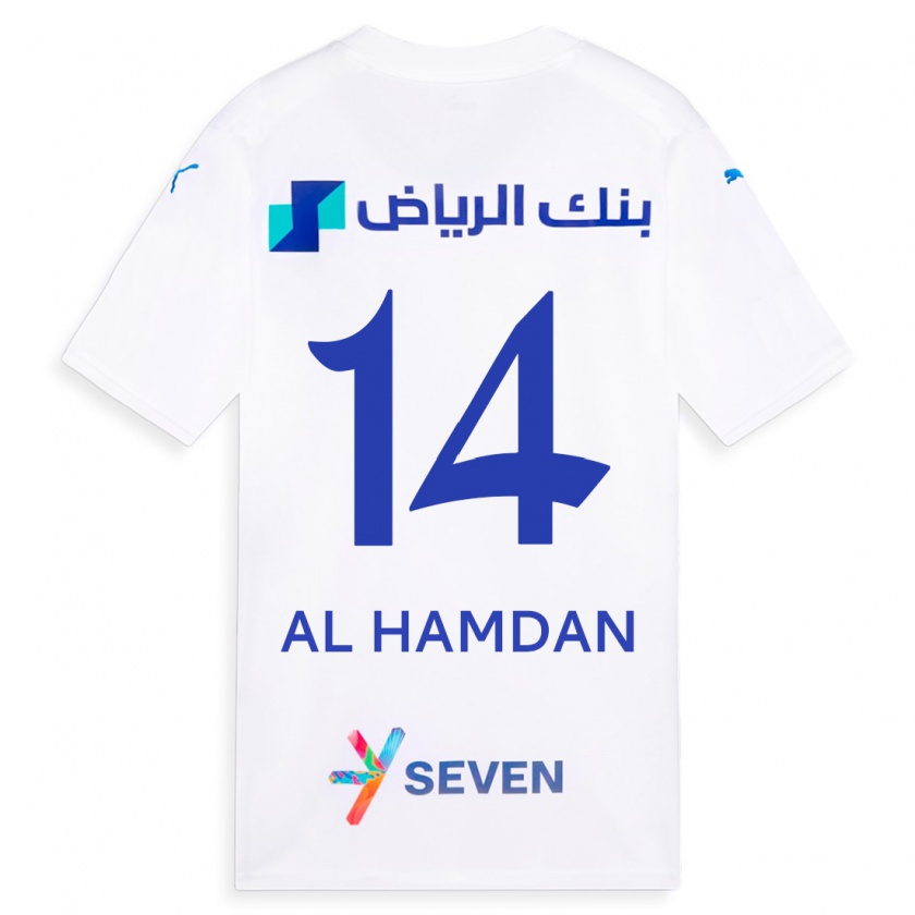 Kandiny Enfant Maillot Abdullah Al-Hamdan #14 Blanc Tenues Extérieur 2023/24 T-Shirt