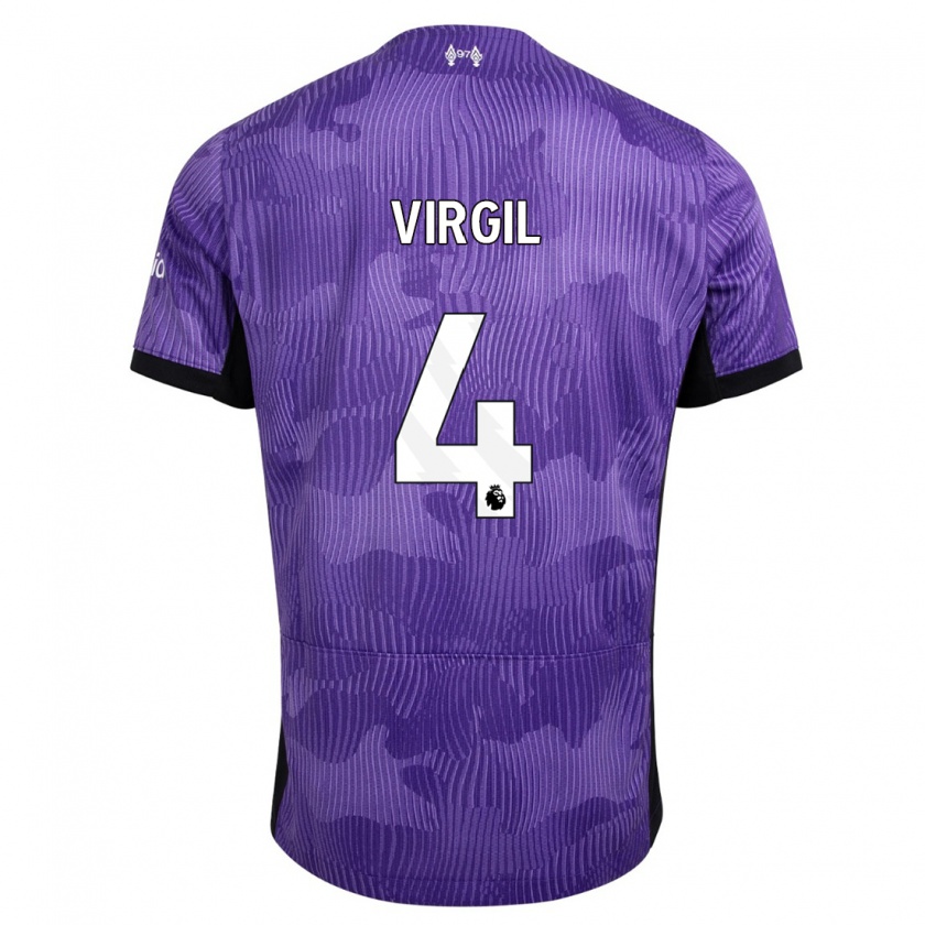 Kandiny Enfant Maillot Virgil Van Dijk #4 Violet Troisieme 2023/24 T-Shirt