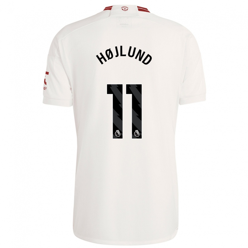 Kandiny Enfant Maillot Rasmus Højlund #11 Blanc Troisieme 2023/24 T-Shirt